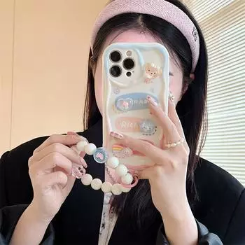 Милый мультяшный 3d медведь кролик цветок Радуга браслет из бисера мягкий чехол для Iphone 14 12 11 13 Pro Xr X Xs Max защитная задняя крышка for iphone 13 pro