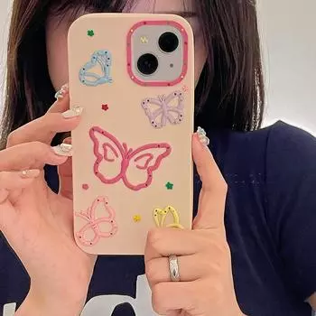 Милый мультяшный 3d полый силиконовый чехол для телефона с бабочкой для Iphone 14 13 12 Pro Max 11 Ins, корейский милый противоударный мягкий чехол, принципиально For iPhone 11