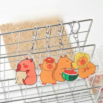 Милый мультяшный акриловый капибара брелки подарки игрушка кулон капибала брелок ключи аксессуары забавные автомобильные ключи брелки