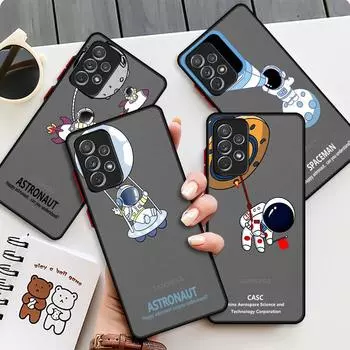 Милый мультяшный астронавт матовый чехол для Samsung Galaxy A52 A12 A51 A32 A21s A71 A32 5G A12 A22 A53 A70 A50 A30 жесткий чехол для телефона Samsung A73 5G