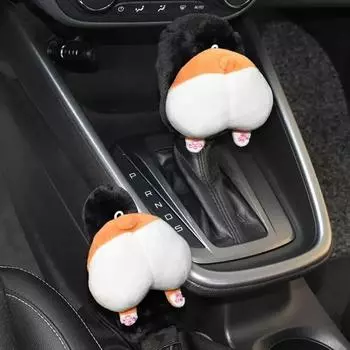Милый мультяшный автомобильный чехол для рычага переключения передач, мягкий плюшевый чехол для автоматического рычага переключения передач, чехол для ручного тормоза, ремень безопасности, чехол для зеркала заднего вида, автомобильные аксессуары