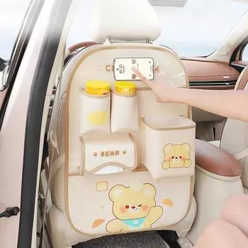 Милый мультяшный автомобильный держатель для спинки сиденья сумки для хранения противоударный коврик протектор для детей многофункциональные карманы для хранения подставка мусорное ведро