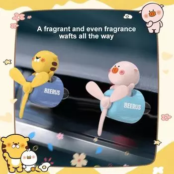 Милый мультяшный автомобильный освежитель воздуха с вращающимся пропеллером - диффузор с зажимом для вентиляционного отверстия в виде обезьяны с 2 ароматами Dinosaur Borden