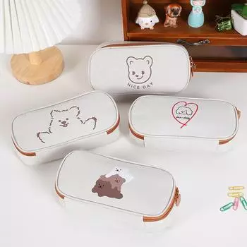 Милый мультяшный большой вместительный холщовый пенал, простая креативная сумка для канцелярских принадлежностей в стиле Ins, сумка-карандаш для девочек, школьные принадлежности