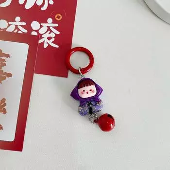 Милый мультяшный брелок для ключей с изображением девушки с северо-востока, цветочная куртка с хлопковой подкладкой, подвеска для девочки, школьный рюкзак, подарочные аксессуары