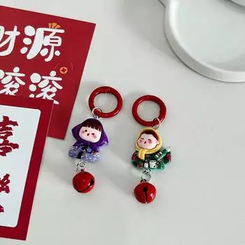 Милый мультяшный брелок для ключей с изображением девушки с северо-востока, цветочная куртка с хлопковой подкладкой, подвеска для девочки, школьный рюкзак, подарочные аксессуары A6