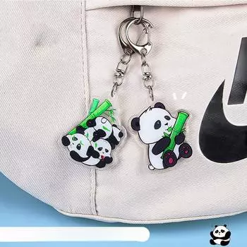 Милый мультяшный брелок для ключей в виде панды, подвеска на сумку, акриловая кукла, автомобильный брелок, праздничное украшение, панда, аксессуары