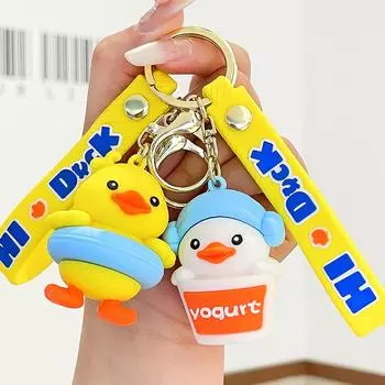 Милый мультяшный брелок-подвеска в виде утки, кукольный брелок Kawaii, брелок для ключей от машины, изысканный рюкзак, украшения, аксессуары, подарки