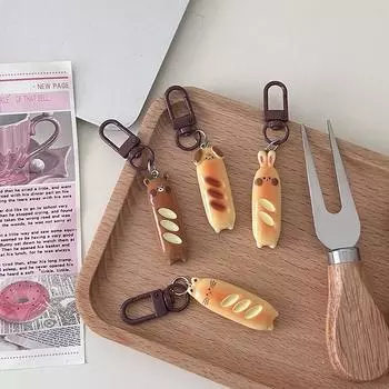Милый мультяшный брелок с багетами Kawaii, брелок с хлебом в виде животных для женщин и мужчин, автомобильный брелок для ключей, сумка, подвеска, украшение, подарки для пары