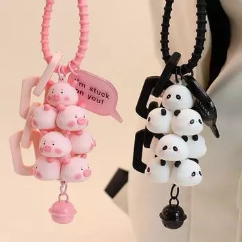 Милый мультяшный брелок в виде свиньи-панды, брелки для ключей, женские сумки, рюкзаки, детские подарки на день рождения для девочек #470107 розовый