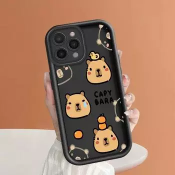 Милый мультяшный чехол Capy Bara для iPhone Samsung Galaxy Xiaomi Redmi POCO HUAWEI Honor противоударный резиновый мягкий гибкий чехол iPhone 15 Pro