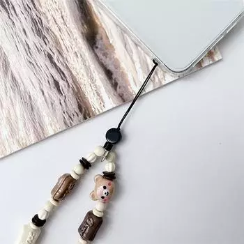 Милый мультяшный чехол для мобильного телефона, шнурок, чехол для мобильного телефона с бисером, подвесная цепочка, унисекс, сумка, кулон, чашка для воды