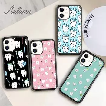 Милый мультяшный чехол для телефона с зубом дантиста для iPhone 11 12 13 14 Pro Max mini XR XS SE 2020 6S 7 8 Plus Samsung Galaxy S21 S22 iPhone 6plus