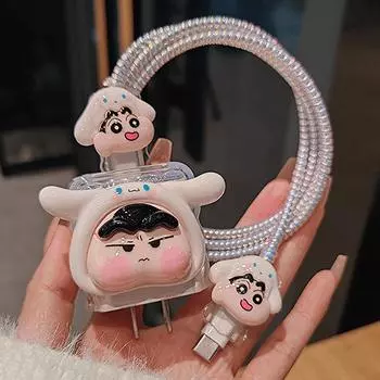 Милый мультяшный чехол для зарядного устройства Crayon Shin-Chan для iPhone 20 Вт, защитный чехол для адаптера питания с быстрой зарядкой A2