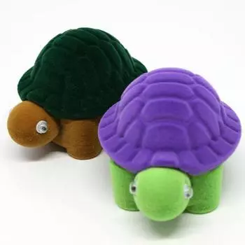 Милый мультяшный черепаха маленький защитный чехол для ювелирных изделий обручальное кольцо подарочная коробка для хранения зелёный/коричневый