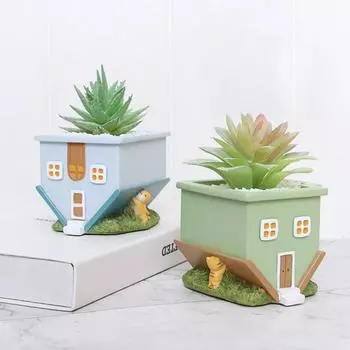 Милый мультяшный цветочный горшок, сочный горшок, кашпо из смолы, домашний декор, настольные украшения, бонсай, горшок для растений, украшение сада No.1