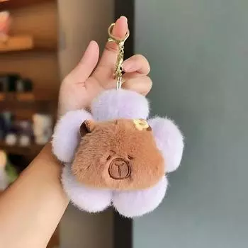 Милый мультяшный цветок капибара плюшевый брелок сумка кулон подвесное украшение шарм мягкая кукла игрушка настольный автомобиль брелок детский подарок