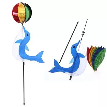 Милый мультяшный дельфин, радуга, ветряная вертушка, красочная ветряная мельница, детские игрушки на открытом воздухе