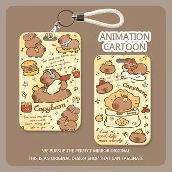 Милый мультяшный держатель для фотокарт Capybara Kpop, милый американский аниме-чехол для фотокарт, портативный брелок для ключей, протектор для фотокарт
