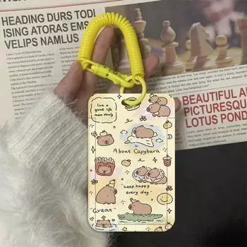 Милый мультяшный держатель для фотокарт Capybara Kpop, милый американский аниме-чехол для фотокарт, портативный брелок для ключей, протектор для фотокарт