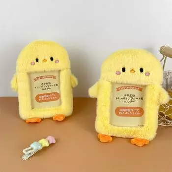Милый мультяшный держатель для фотокарточек в виде маленького желтого цыпленка, кавайный плюшевый держатель для карт, рукав для проездного, протектор для ID, банковской кредитной карты, сумка
