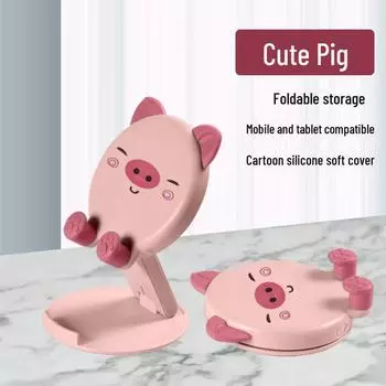 Милый мультяшный держатель для рабочего стола и мобильного телефона: Складная, портативная, ленивая подставка для телефонов и планшетов розовый