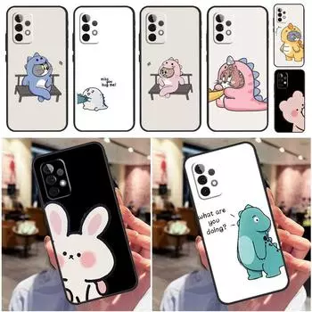Милый мультяшный динозавр пара животных Funda для Samsung Galaxy A13 A23 A33 A53 A73 A12 A22 A32 A52 A50 A51 A71 A04S A52S чехол Samsung A32 5G
