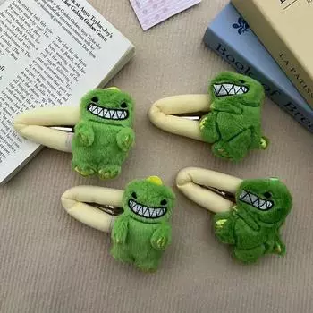 Милый мультяшный динозавр плюшевый зажим для челки - дизайн маленького животного змеи для девочек и студентов