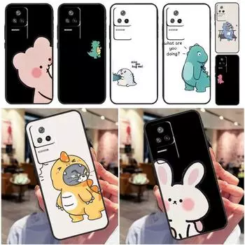 Милый мультяшный динозаврик парный чехол для POCO F3 F4 X4 GT M5 M4 X3 Pro чехол для Xiaomi 11T Pro 13 12X 11 12 Lite 12T Pro Mi 12
