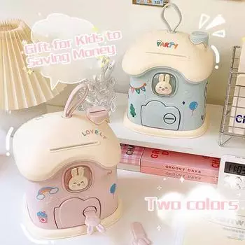 Милый мультяшный домик-копилка-кролик, милая коробка для хранения вещей для детей с наклейками своими руками, украшение дома, подарки на день рождения для детей