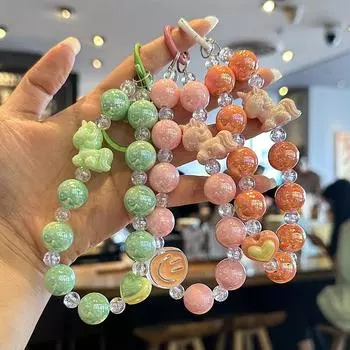 Милый мультяшный единорог бисерный брелок красочный автомобильный брелок подвеска акриловая телефонная цепочка оранжевый