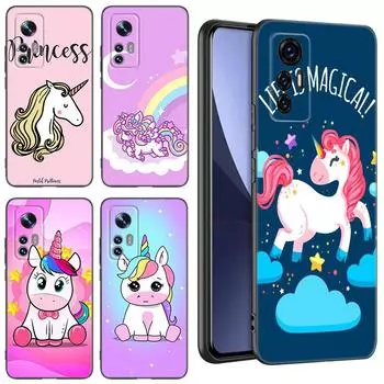 Милый мультяшный единорог черный силиконовый чехол для телефона Xiaomi Mi 9 SE 8 10T 11 12 13 Lite 9T 11T 12S 12T 13T 14 Pro 5G NE 11i 12X Xiaomi Mi 9T(9TPro)