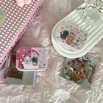 Милый мультяшный футляр для контактных линз, портативный футляр для контактных линз для девочек, контейнер для хранения красоты, дорожный набор