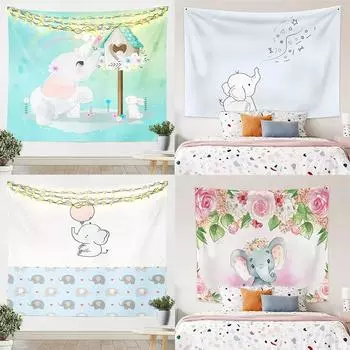 Милый мультяшный гобелен со слоном, украшение для офиса, гостиной, настенный гобелен для дома 100x75cm