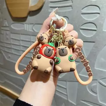 Милый мультяшный игрушечный капибара, брелок с подвеской в стиле аниме, милый кавайный брелок для женщин, автомобильный мультяшный брелок для девочек, подарок на день рождения зелёный