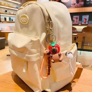 Милый мультяшный игрушечный капибара, брелок с подвеской в стиле аниме, милый кавайный брелок для женщин, автомобильный мультяшный брелок для девочек, подарок на день рождения красный