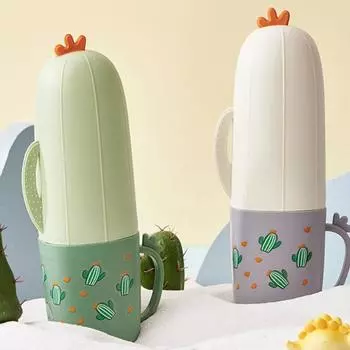 Милый мультяшный кактус, ящик для хранения зубных щеток, чехол для зубной щетки в ванной, портативный дорожный чехол для зубной щетки, органайзер для ванной комнаты серый