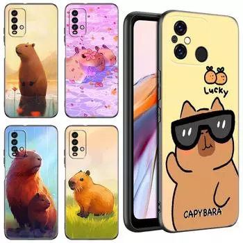 Милый мультяшный капибара черный чехол для телефона Xiaomi Redmi 11 Prime 11A 12C 13C A1 A2 + 12 4G 10 5G 8A 9A 10A 9C 10C 9i 12R Note 9T Redmi 10C