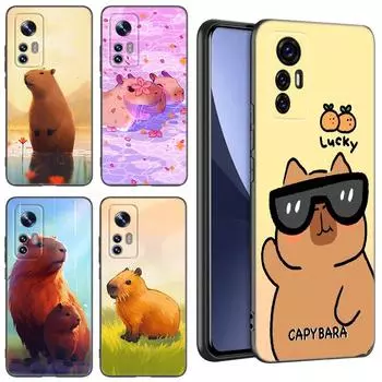 Милый мультяшный капибара черный силиконовый чехол для телефона Xiaomi Mi 9 SE 8 10T 11 12 13 Lite 9T 11T 12S 12T 13T 14 Pro 5G NE 11i 12X Xiaomi 12T 5G