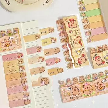 Милый мультяшный капибара, кролик, собака, указательная наклейка, записываемый блокнот, тестовая бумага, отметка страницы, классифицирующая липкая заметка, наклейка-планировщик Kawaii