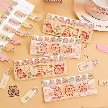Милый мультяшный капибара, кролик, собака, указательная наклейка, записываемый блокнот, тестовая бумага, отметка страницы, классифицирующая липкая заметка, наклейка-планировщик Kawaii