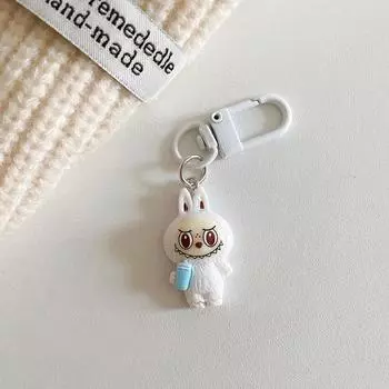 Милый мультяшный кавайный брелок Лабубу подвеска забавный автомобильный брелок изысканный креативный рюкзак украшения аксессуары подарки 1PC белый