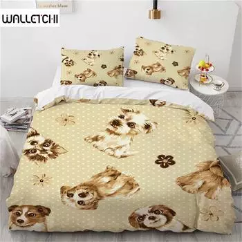 Милый мультяшный комплект постельного белья с изображением животных для собак, двойной комплект постельного белья для детей, девочек, подарок, декор комнаты, одеяло из микрофибры, чехол, наволочка EU single(135x200cm)