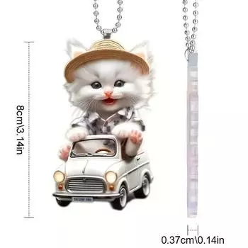 Милый мультяшный кот Акриловая автомобильная декорация Очаровательный подвесной аксессуар для интерьера автомобиля