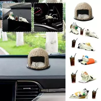 Милый мультяшный кот, центральная консоль автомобиля, украшения для салона автомобиля, приборная панель, зеркало заднего вида, подвесные рождественские подарки