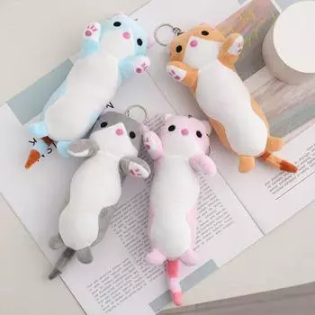 Милый мультяшный кот, длинная кукла-кошка, брелок для ключей, 16 см, плюшевый брелок для ключей с котом, длинная плюшевая игрушка-сумка с котом, декоративная