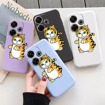 Милый мультяшный кот Мягкий силиконовый чехол для Samsung A55 M35 S24 Xiaomi Redmi Note 13 Pro 13C Poco C65 iPhone Huawei Honor 200 Lite Realme противоударный чехол Samsung Galaxy S9 Plus фиолетовый