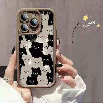 Милый мультяшный кот напечатанный модный чехол гибкий мягкий силиконовый чехол TPU полная задняя крышка для Realme Realme C12 чёрный