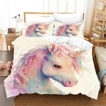 Милый мультяшный кот смотрит на ночное небо, комплект постельного белья из 3 предметов из полиэстера, односпальная двуспальная кровать, пододеяльник и 2 наволочки 135x200 cm