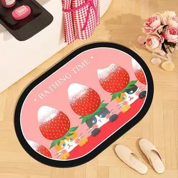 Милый мультяшный котенок щенок коврик для ванной комнаты диатомовый грязевой коврик для пола абсорбирующий мягкий коврик для туалета коврик для ног туалета 40 * 60 (soft diatom mud)